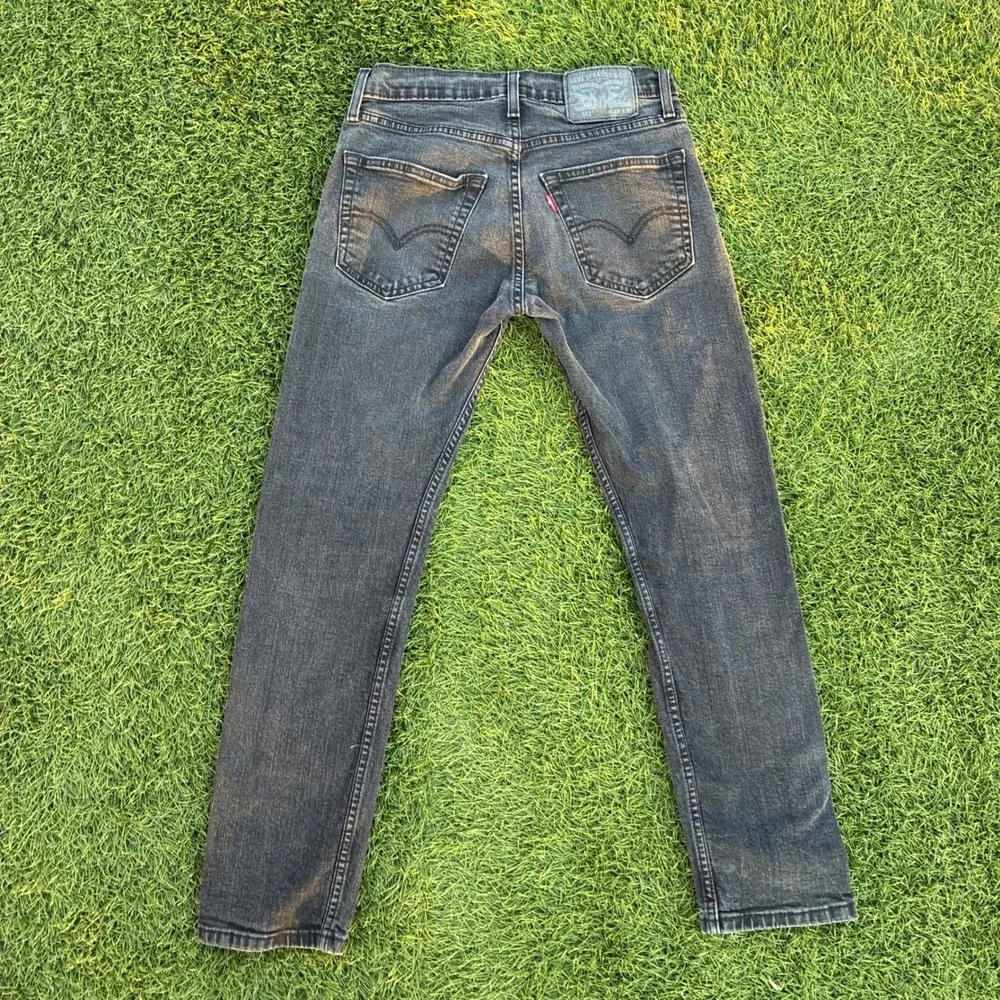 Levis 502 Original Fit 28x27 Jeans Faded Black Button Fly Straight Leg Denim Y2K